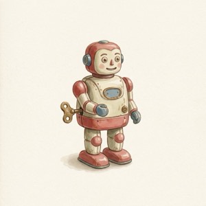 A painted tin robot